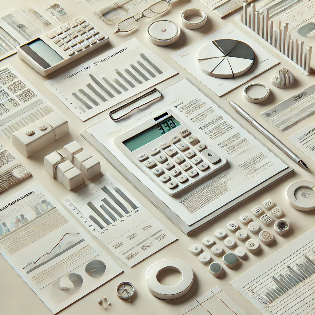 3D-styled illustration of financial statement preparation