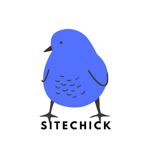 Sitechick logo - blue bird with "sitechick" text