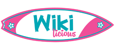 Wikilicious Logo Graphic of surf board and "wikilicious" text inside